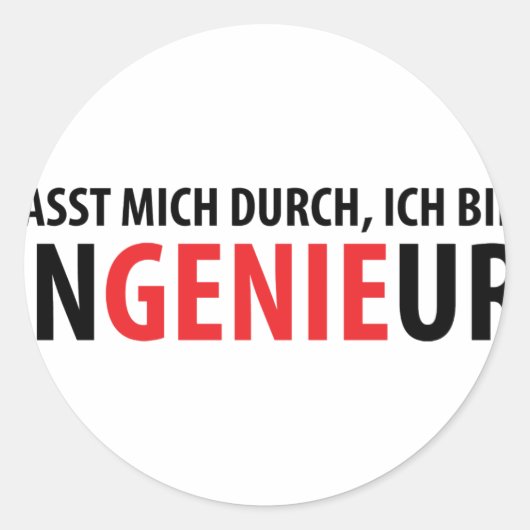 Ich bin Ingenieur Ronde Sticker (Voorkant)