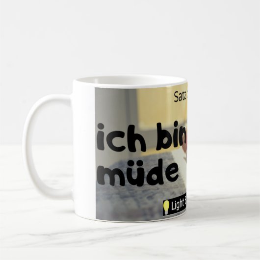 ich bin müde (Duitse nationaliteit) Koffiemok (Links)