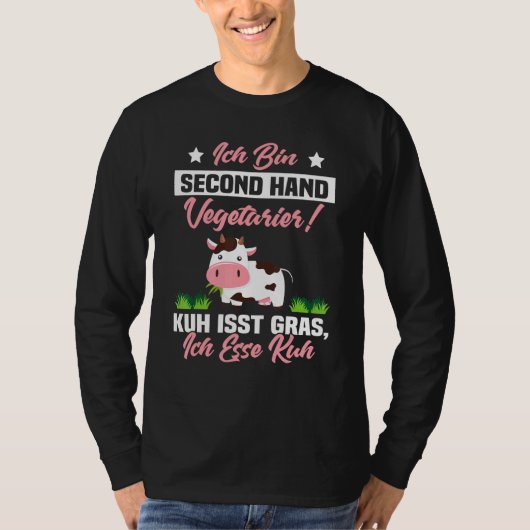 Ich Bin Second Hand Vegetarian Koe Eats Gras Ich E T-shirt (Voorkant)