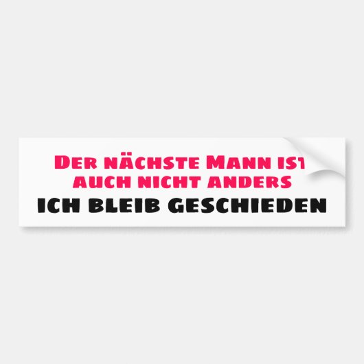Ich geschieden bumpersticker (Voorkant)