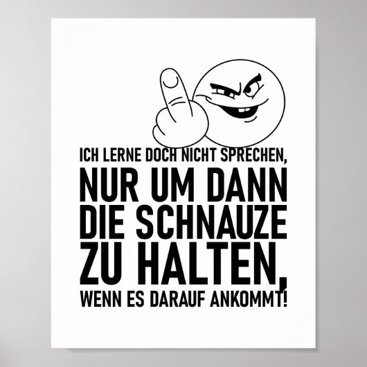 ICH LERNE DOCH NICHT SPRECHEN POSTER (Voorkant)