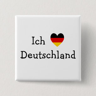 Ich liebe Deutschland Vierkante Button 5,1 Cm