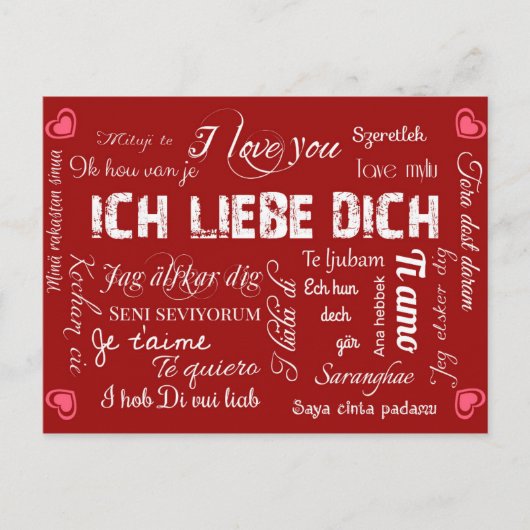 Ich liebe Dich! Briefkaart (Voorkant)