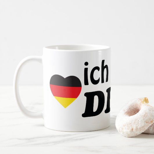 ICH LIEBE DICH GERMAN HEART FLAG KOFFIEMOK (Met donut)
