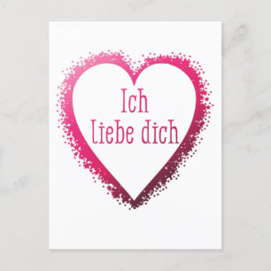 Ich liebe dich, ik hou van je in het Duits in roze Briefkaart