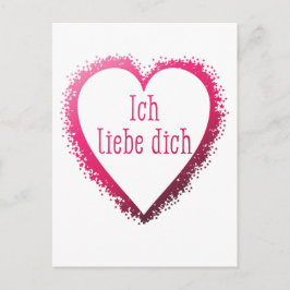 Ich liebe dich, ik hou van je in het Duits in roze Briefkaart