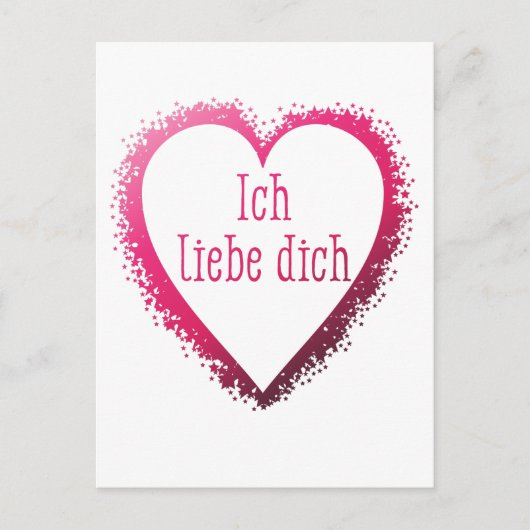 Ich liebe dich, ik hou van je in het Duits in roze Briefkaart (Voorkant)