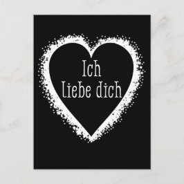 Ich liebe dich, ik hou van je in het Duits zwart-w Briefkaart