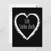 Ich liebe dich, ik hou van je in het Duits zwart-w Briefkaart (Voorkant / Achterkant)