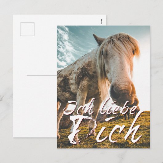 Ich liebe dich mit schauenden Pferd Feestdagenkaart (Voorkant / Achterkant)