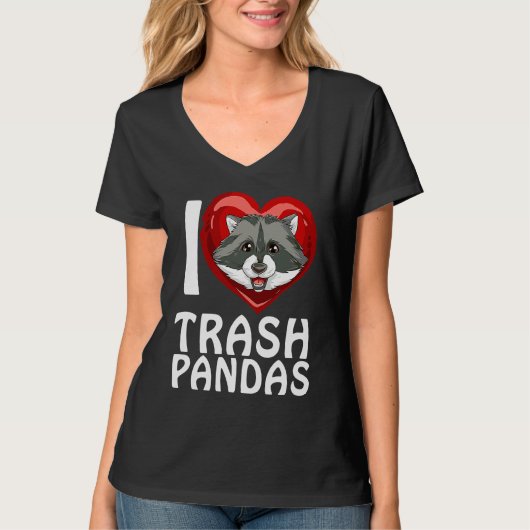 Ich liebe Garbage Pandas Raccoon T-shirt (Voorkant)