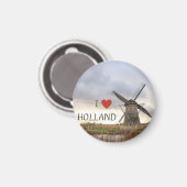 Ich liebe Holland Windmühlen Fotomagnet Magneet (Voorkant / Achterkant)