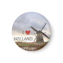 Ich liebe Holland  Windmühlen Fotomagnet