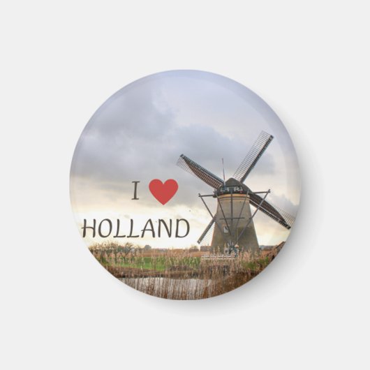 Ich liebe Holland Windmühlen Fotomagnet Magneet (Voorkant)