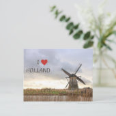 Ich liebe Holland Windmühlen und Felder Postkarte Briefkaart (Staand voorkant)