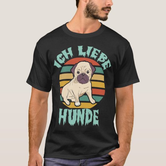 Ich Liebe Hunde – Retro Style T-shirt (Voorkant)