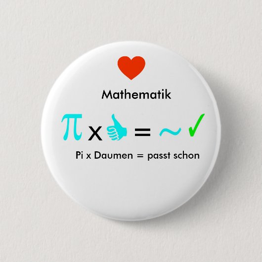 Ich liebe Mathematik Ronde Button 5,7 Cm (Voorkant)