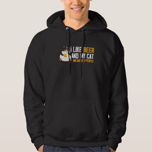 Ich mag Bier Meine Katze & Maybe 3 Leute Funny Hoodie (Voorkant)