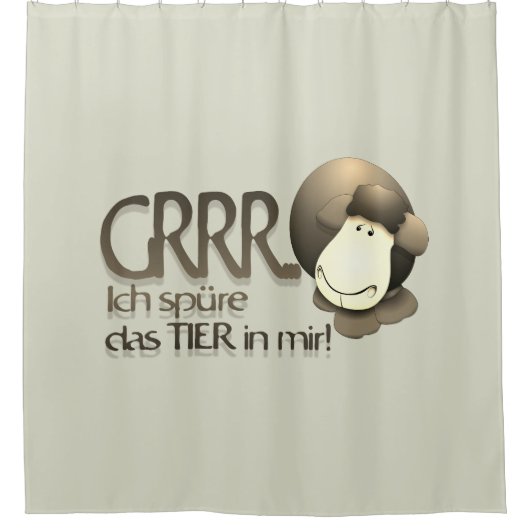 "Ich spüre das Tier in mir!" in Sepia Douchegordijn (Voorkant)