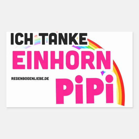 Ich tanke Einhornpipi Rechthoekige Sticker (Voorkant)