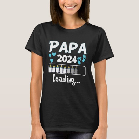 Ich Werde Papa Loading 2024 Baby Announcement Boy T-shirt (Voorkant)