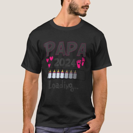 Ich Werde Papa Loading 2024 Baby Announcement Girl T-shirt (Voorkant)
