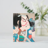 Ichikawa Danjuro kabuki samurai krijger tattoo kun Briefkaart (Staand voorkant)