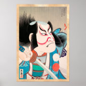 Ichikawa Danjuro kabuki samurai krijger tattoo kun Poster (Voorkant)