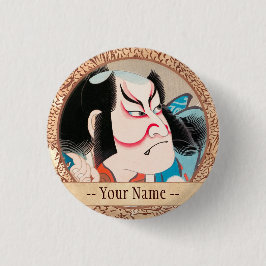 Ichikawa Danjuro kabuki samurai krijger tattoo kun Ronde Button 3,2 Cm