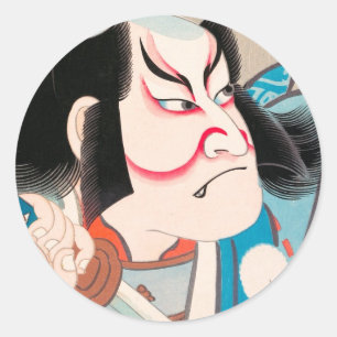 Ichikawa Danjuro kabuki samurai krijger tattoo kun Ronde Sticker