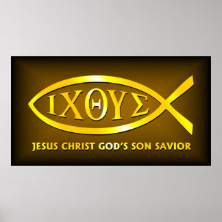 ICHTHUS: Ancient Fish Symbol Poster