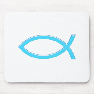 Ichthus - Christelijk vissymbool - blauw Muismat