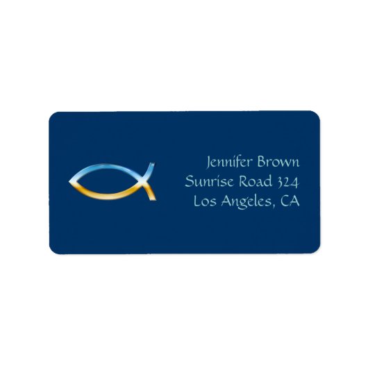 Ichthus | Christelijk vissymbool Etiket (Voorkant)