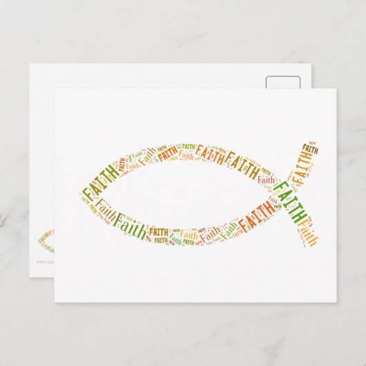 Ichthus - Christelijk vissymbool - Faith Briefkaart (Voorkant / Achterkant)