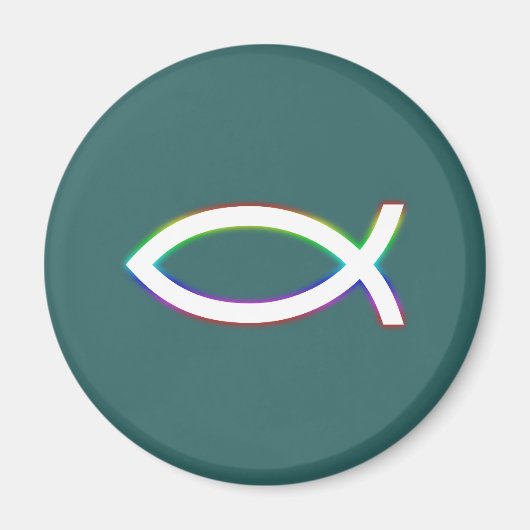 Ichthus - Christelijk vissymbool - gloeien Magneet (Voorkant)