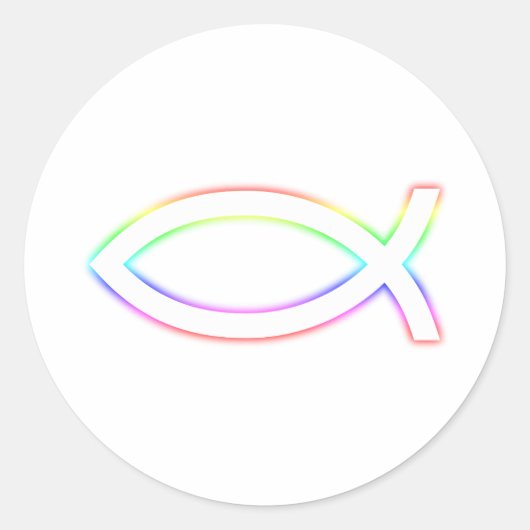 Ichthus - Christelijk vissymbool - gloeien Ronde Sticker (Voorkant)