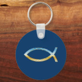 Ichthus - Christelijk Vissymbool Himmels & Aarde Sleutelhanger (Voorkant)