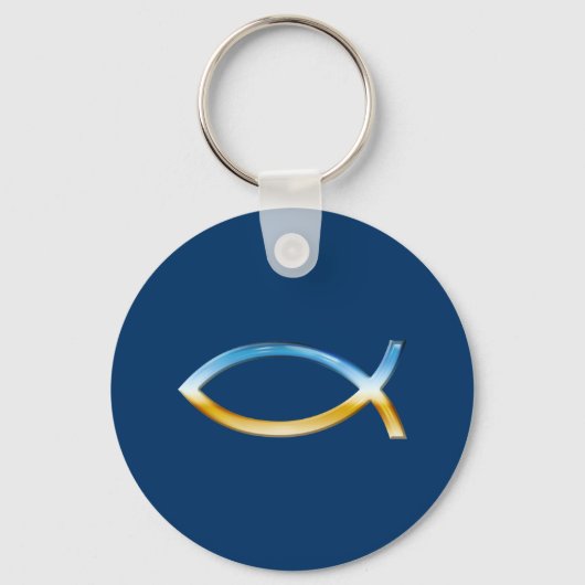 Ichthus - Christelijk Vissymbool Himmels & Grond Sleutelhanger (Voorkant)