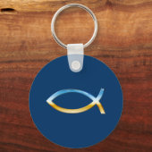 Ichthus - Christelijk Vissymbool Himmels & Grond Sleutelhanger (Voorkant)