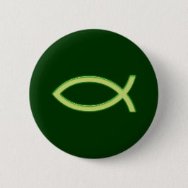 Ichthus - Christelijk vissymbool - licht groen Ronde Button 5,7 Cm