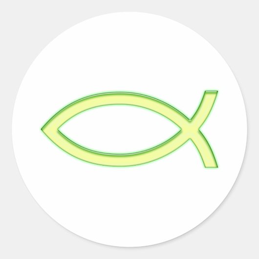 Ichthus - Christelijk vissymbool - licht groen Ronde Sticker (Voorkant)