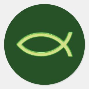 Ichthus - Christelijk vissymbool - licht groen Ronde Sticker