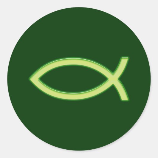 Ichthus - Christelijk vissymbool - licht groen Ronde Sticker (Voorkant)