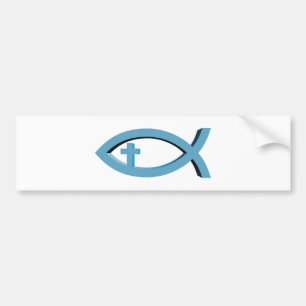 Ichthus - Christelijk vissymbool met Crucifix Bumpersticker