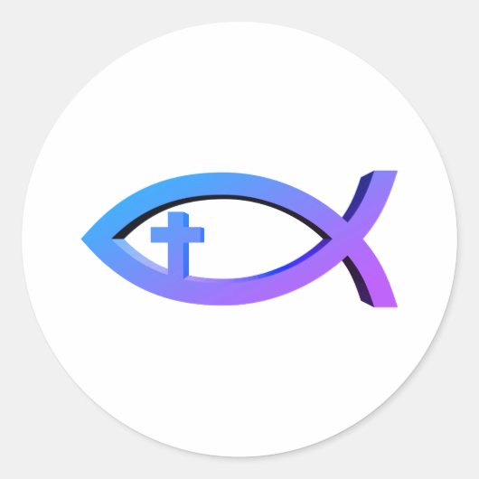Ichthus | Christelijk vissymbool met crucifix-klas Ronde Sticker (Voorkant)