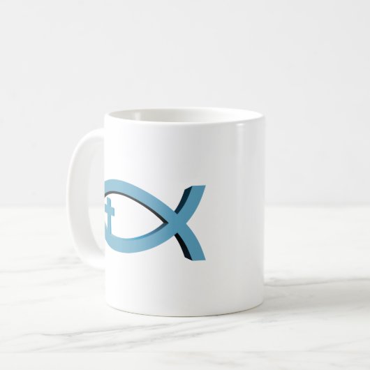 Ichthus - Christelijk vissymbool met Crucifix Koffiemok (Voorkant links)