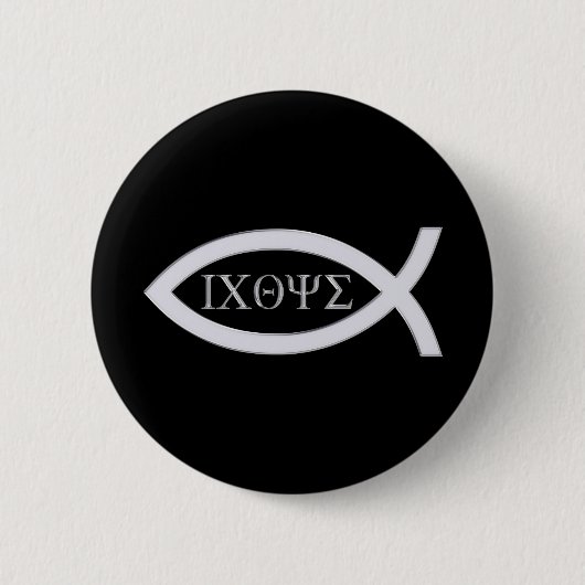 Ichthus - Christelijk vissymbool Ronde Button 5,7 Cm (Voorkant)