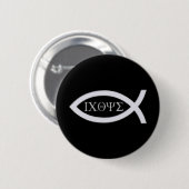 Ichthus - Christelijk vissymbool Ronde Button 5,7 Cm (Voorkant /achterkant)