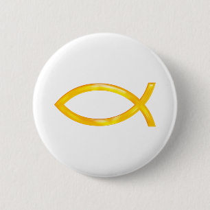 Ichthus - Christelijk vissymbool Ronde Button 5,7 Cm