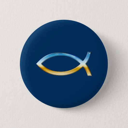 Ichthus - Christelijk visSymbool Sky & Ground Ronde Button 5,7 Cm (Voorkant)